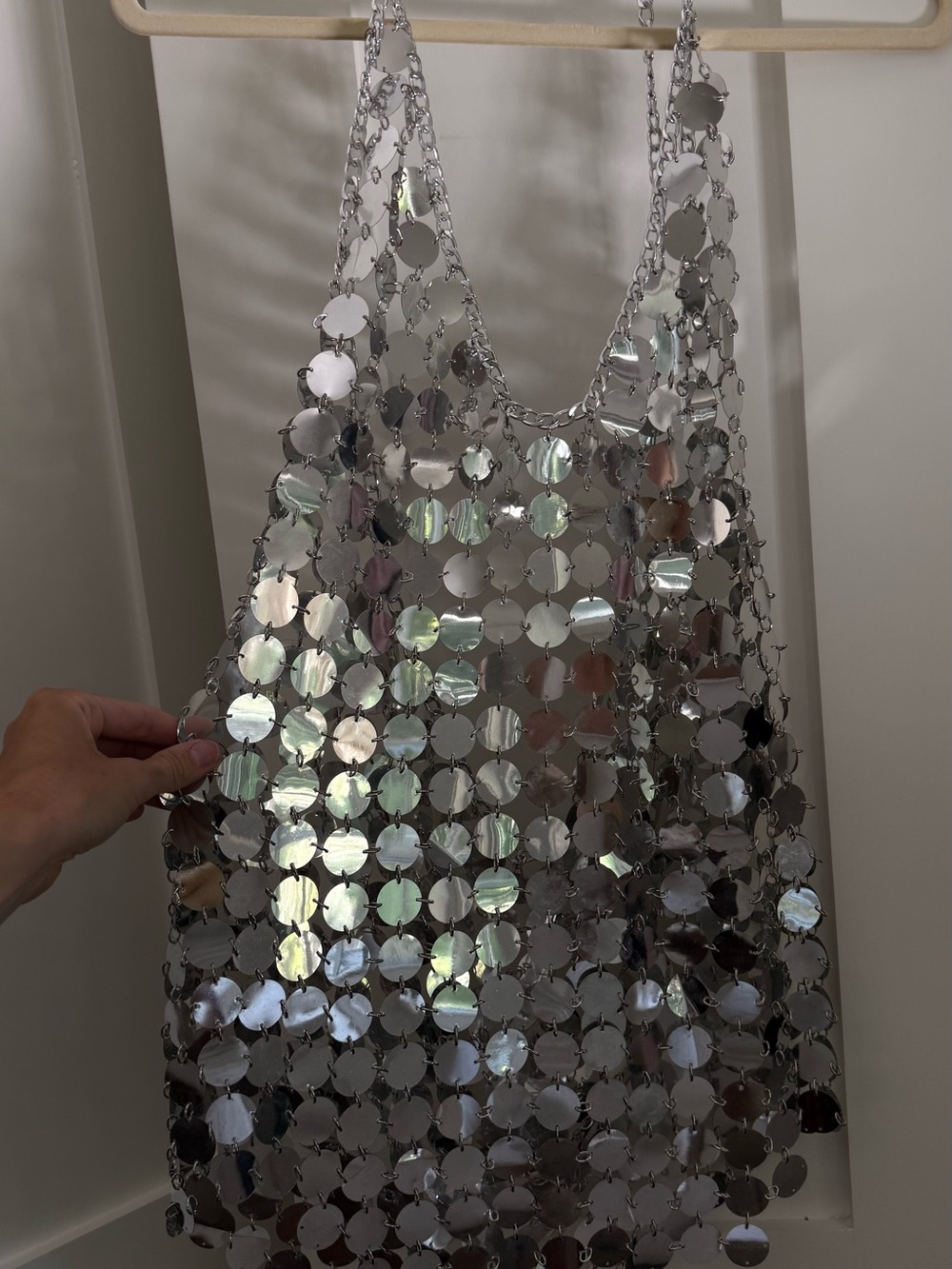 Silver Sequin Chainlink Slip Dress - Picture 2 of 6